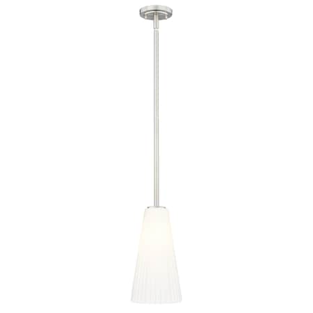 Z-Lite Farrell 1 Light Pendant, 7.25in. W x 13.75in. H, Brushed Nickel 3043P7-ROD-BN